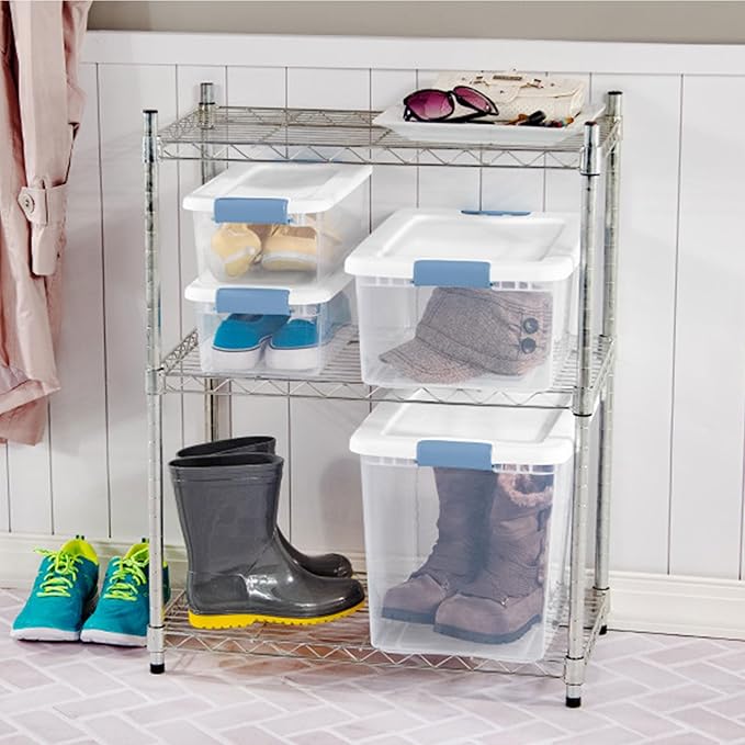 24-Pack Latching Box, Under Bed Storage Bins with Lids, Clear Plastic, 25 Quart
