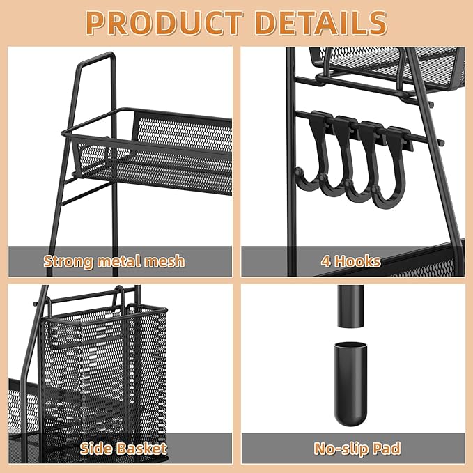 2-Tier Bathroom Organizer Countertop, Black