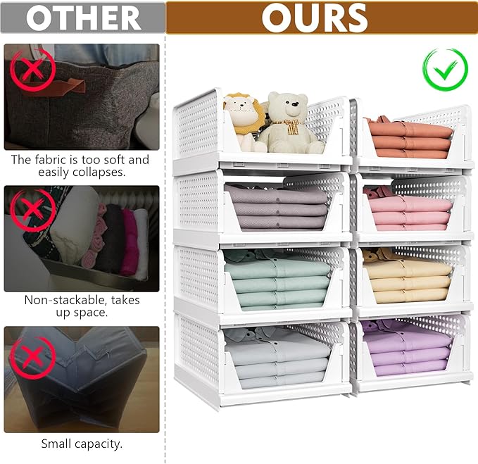 5 Pack Stackable Closet Organizer Box, Yellow