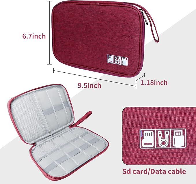Electronics Travel Organizer, Business -Wine Red