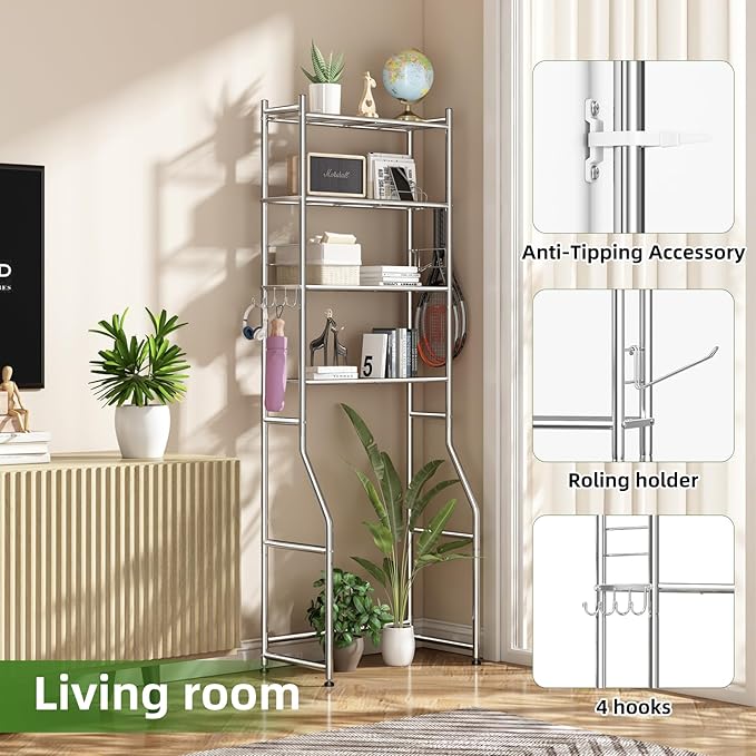 Over the Toilet Storage Cabinet, Metal 4 Tier Bathroom Shelves Over Toilet