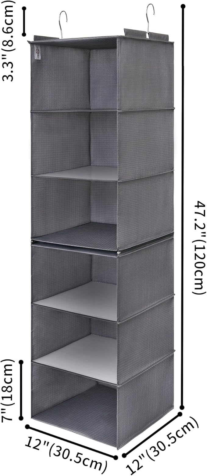 SAYS 6-Shelf Hanging Organizer for Closet, Ash Gray