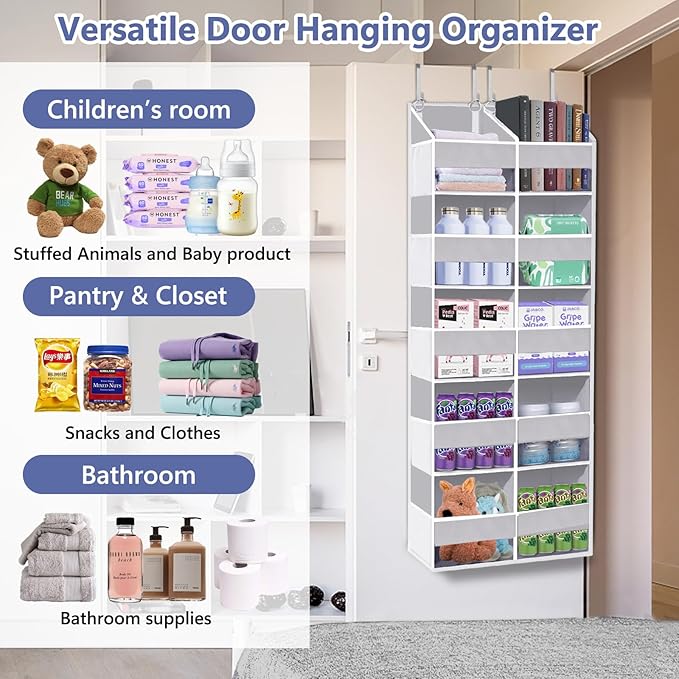 Heavy Duty Over The Door Organizer 5 Tiers, Light Gray