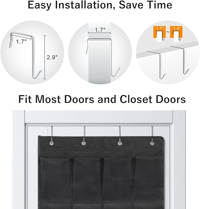 F-color Large Hanging Organizer - Over the Door Shoe Organizer, Cruise Essentials for Closet & Pantry, 24 Breathable Mesh Pockets, Space Saving Hanging Storage Holder with 4 Heavy-Duty Metal Hooks