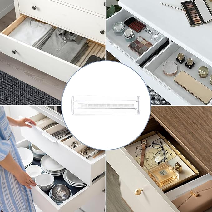 6 Pack Adjustable Drawer Dividers(11.34-19.88") 3.15" Expandable Clear Drawer
