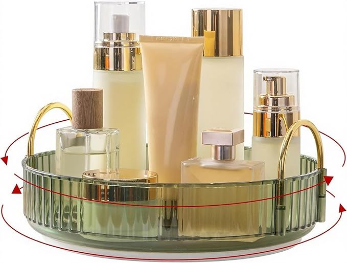 360° Rotating Makeup Organizer, 1 Tier, Green