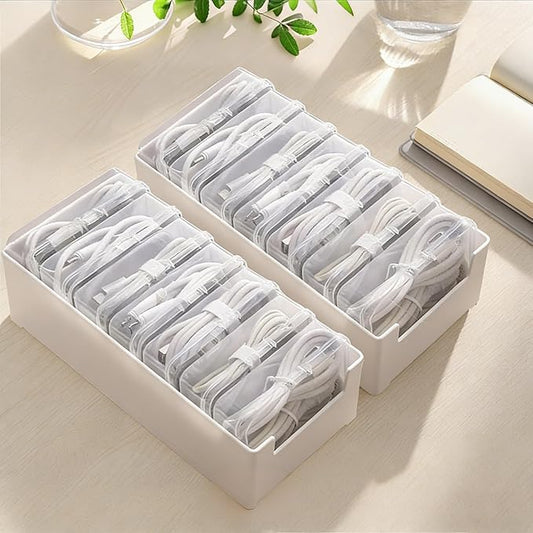 2 PCS Cable Organizer Box with 7 Clear Switch Case