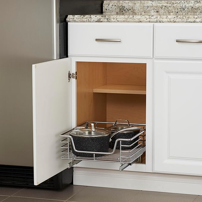 Household Essentials Chrome-Plated Steel Pull-Out Organizer with Artisanal