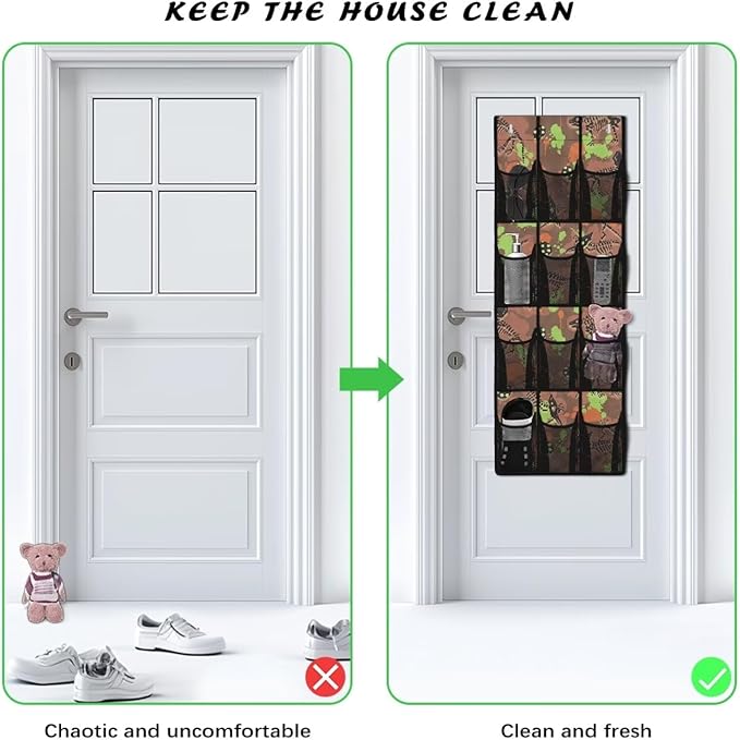 Green Dinosaur Over Door Shoe Organizer