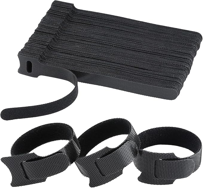 MVYC 150PCS 8 Inch Reusable Cable Ties Wire Ties Cord Organizer Cable Organizer Adjustable Cable Management Black