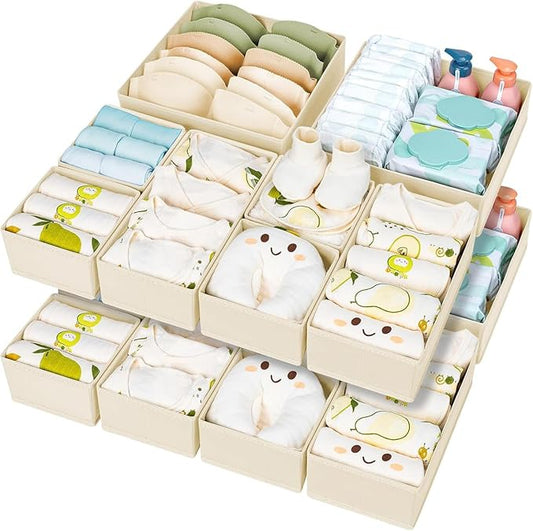 Drawer Organizer Clothes 15 Pack, Beige