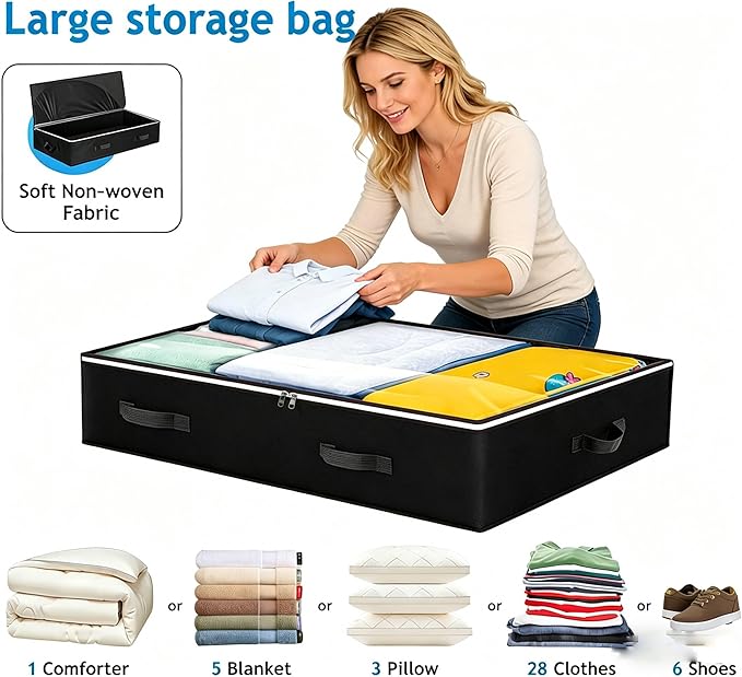 4 Pack Under Bed Storage, Black