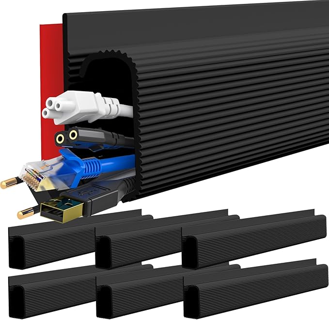 Under Desk Cable Management, 15.7 in Computer Cable Management Black