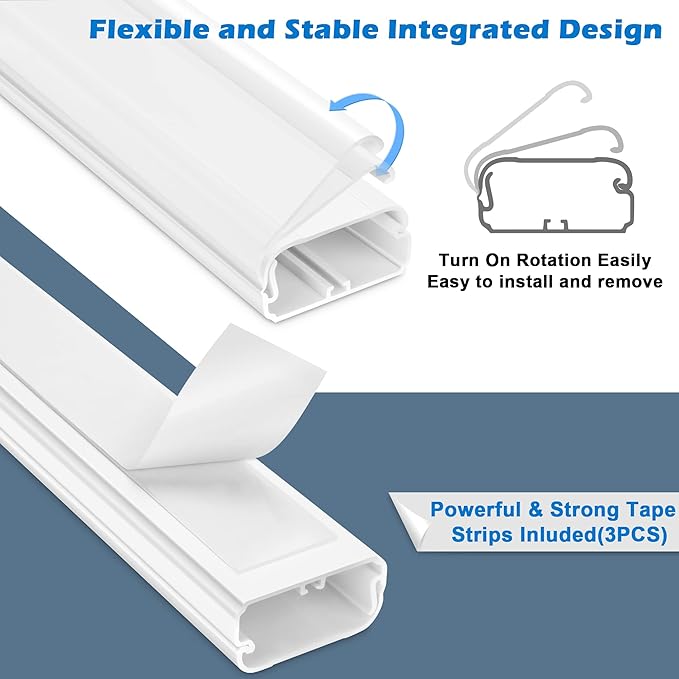 TV Cord Hider - 39in(3xL13in) Cord Covers for Wall Mounted TV Cable Hider Wall Kit | Wire Hiders for TV on Wall, Wire Covers for Cords, Cord Concealer Hide Cords, 1.5" W*0.75" H, Grey