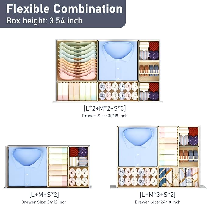 DIMJ Drawer Organizer Clothes Storage - 21 Pack Baby Dresser Organizer for Nursery Closet Organization, Fabric Drawer Organizer Bins for Underwears Socks Bras, Foldable Storage Dividers for Bedroom
