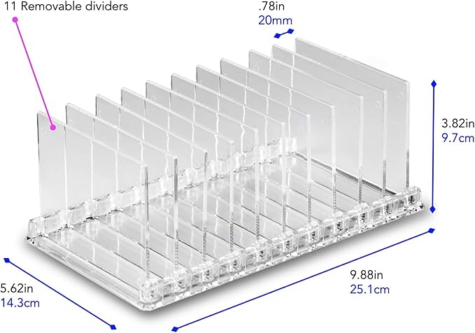 Acrylic Makeup Storage Eyeshadow Palette Organizer w/Removable Dividers 10 Space Display Case Fits Virtually All Blush Powder Pallet Sizes (2)