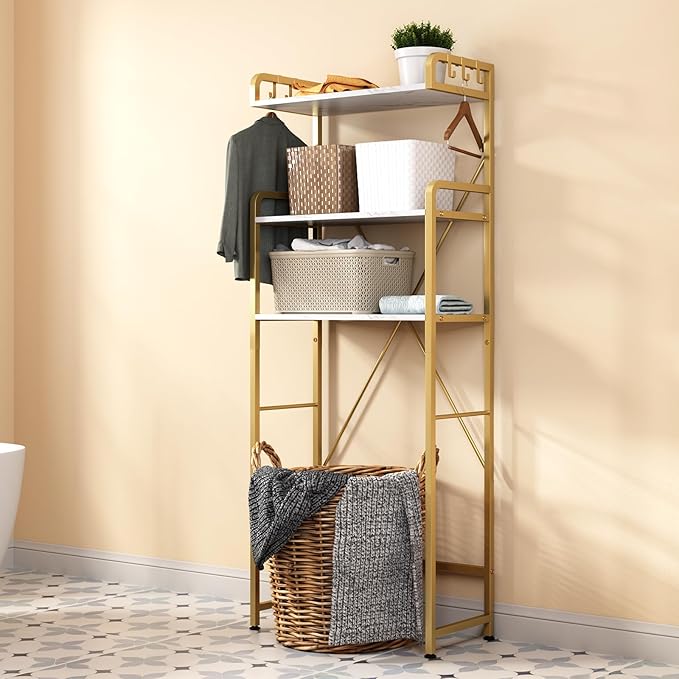 Over The Toilet Storage Rack with 3-Tier Shelves, Space Saver Toilet Shelf