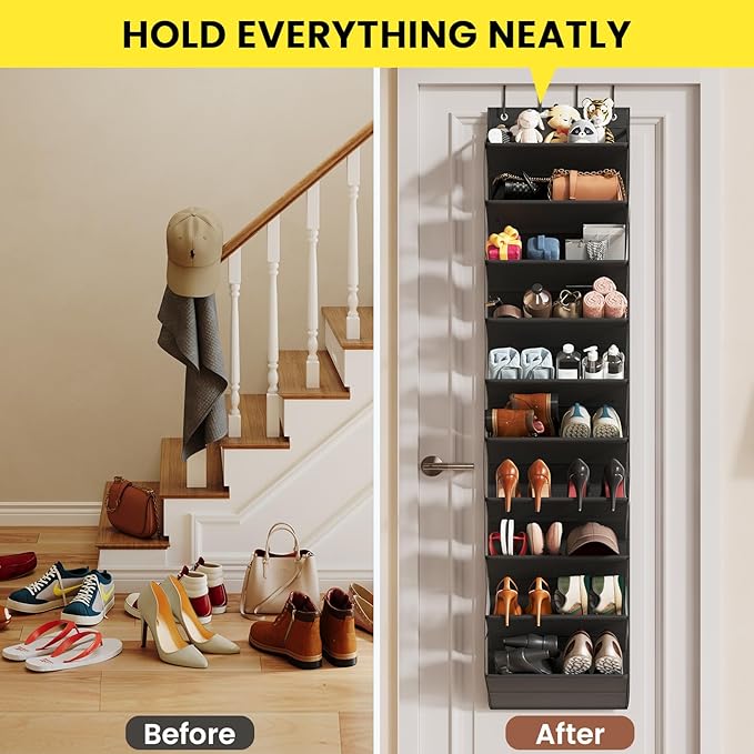 20-25 Pairs Over the Door Shoe Organizer, Black
