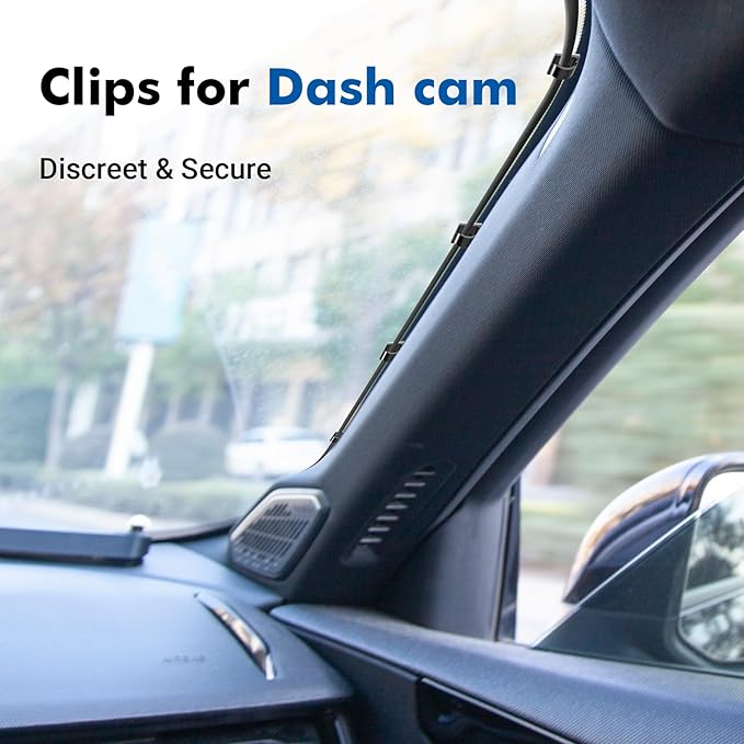60Pcs Adhesive Cable Clips, Black Small, Cord Holder, Cord Clips for Dash cam