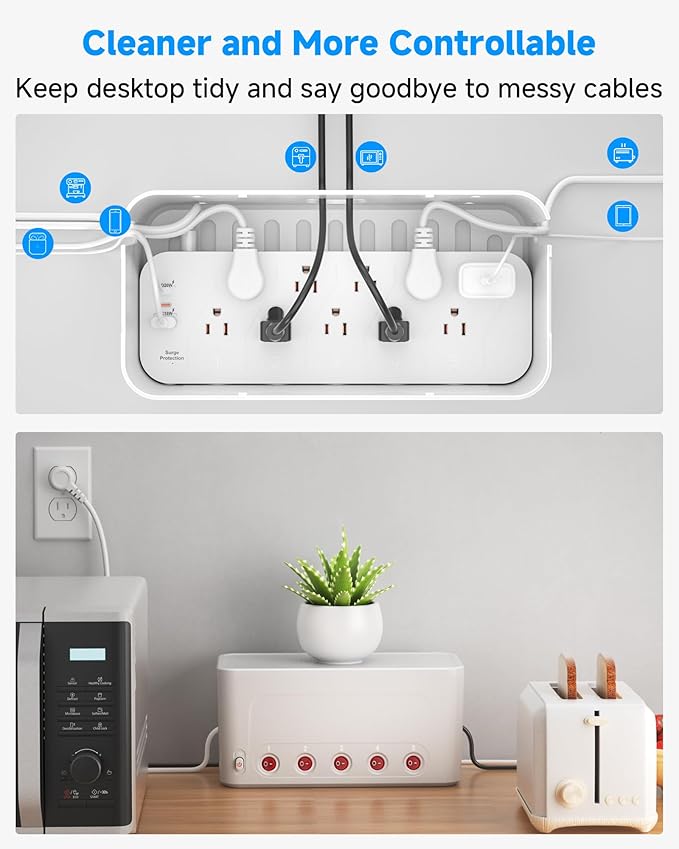 Surge Protector Power Strip with Cable Management Box