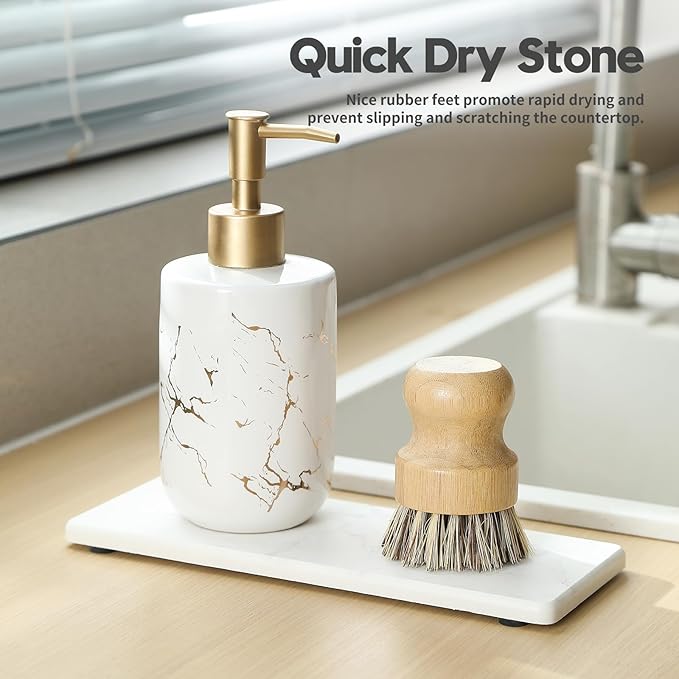 2PCS Water Absorbing Stone Drying Tray for Kitchen Counter & Bathroom Sink