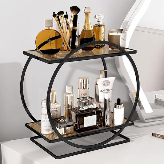 Perfume Organizer for Dresser, Black Bathroom Counter Organizer