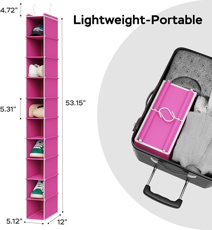 Houser 10-Shelf Hanging Shoe Shelf Organizer, Hanging Shoe Storage for Closet
