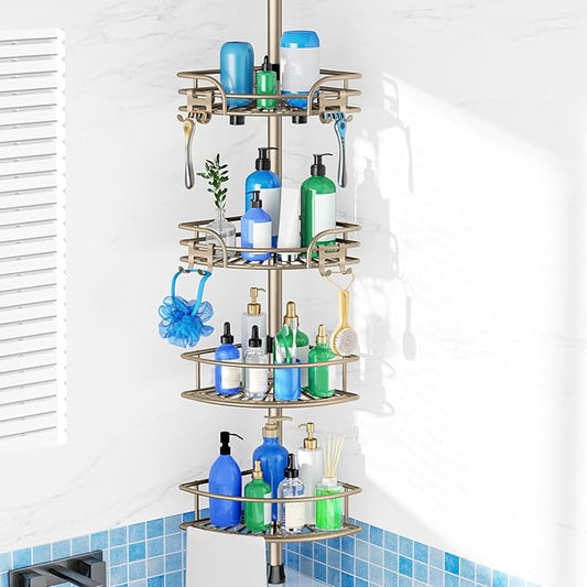 Shower Caddy Corner Tension Pole, Tan Khaki
