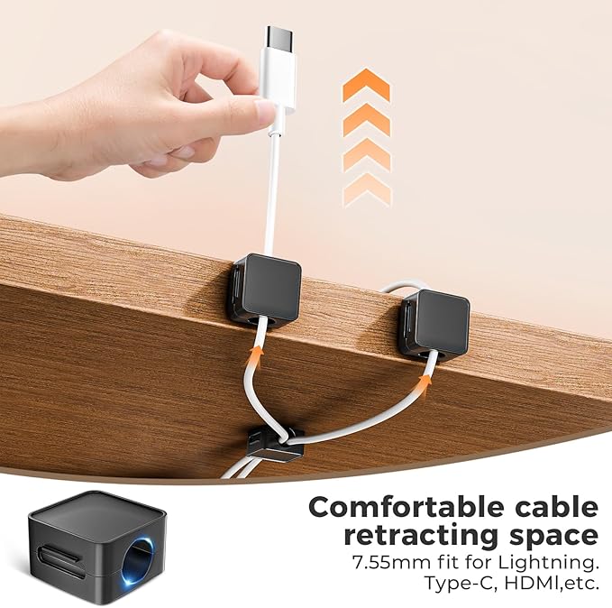 8 Pack Magnetic Cord Organizer Holder, Adjustable Cable Clips