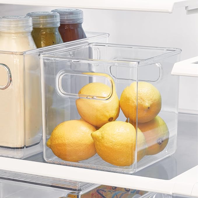 Pantry Storage Bins with Handles, Cube Organizer Bins for Cabinets or Fridge
