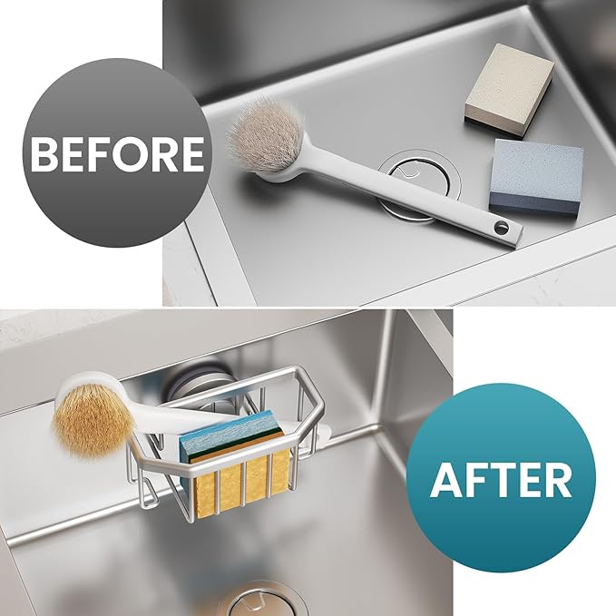 Sponge Holder for Kitchen Sink with Strong Suction Cup Removable