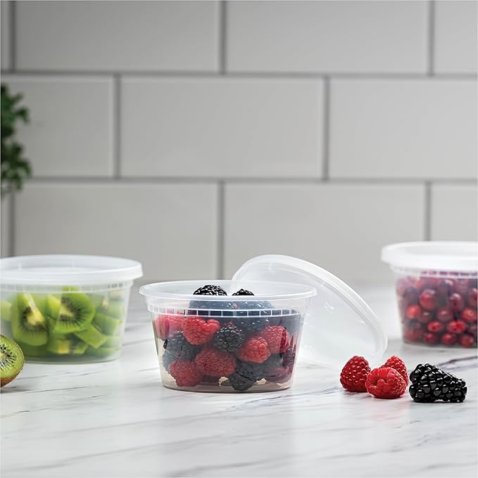 Stack Man 12 oz Deli Containers with Lids (48 Sets)