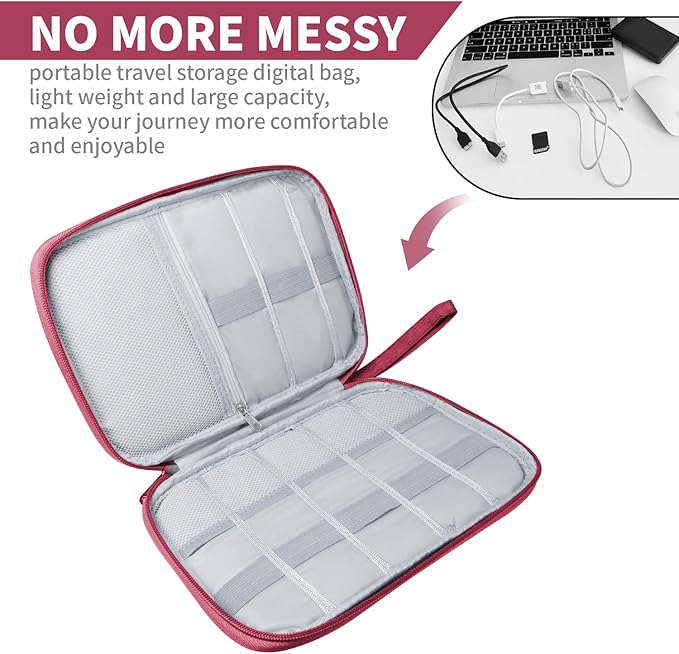 Electronics Travel Organizer, Business -Wine Red