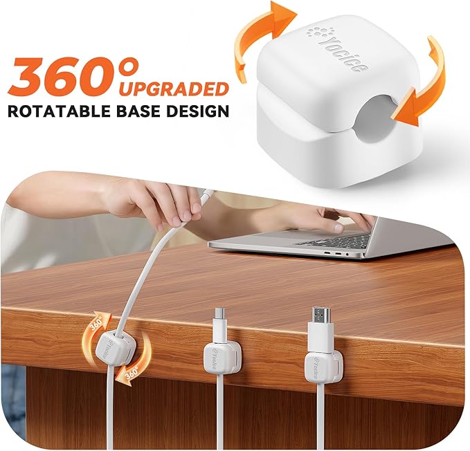 12Pack Rotatable Cord Organizer, White