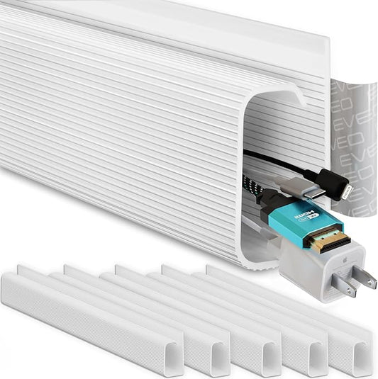 Cable Management 96'' J Channel- 6 Pack Cord Cover- Cable Raceway- Cable