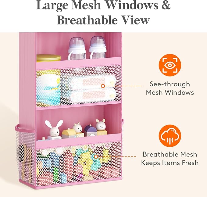 Lifewit Hanging Shelves with Transparent Pockets for Stuffed Toys for Children's Room