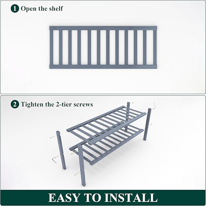 Smiry Bamboo Shoe Rack, 2 Tier Free Standing Wooden Shoe Organizer, Stackable Wood Shoe Storage Shelf for Closet, Entryway, 12 Vertical Slats, One-piece Standard Legs, 26.8"x11"x13", Grey