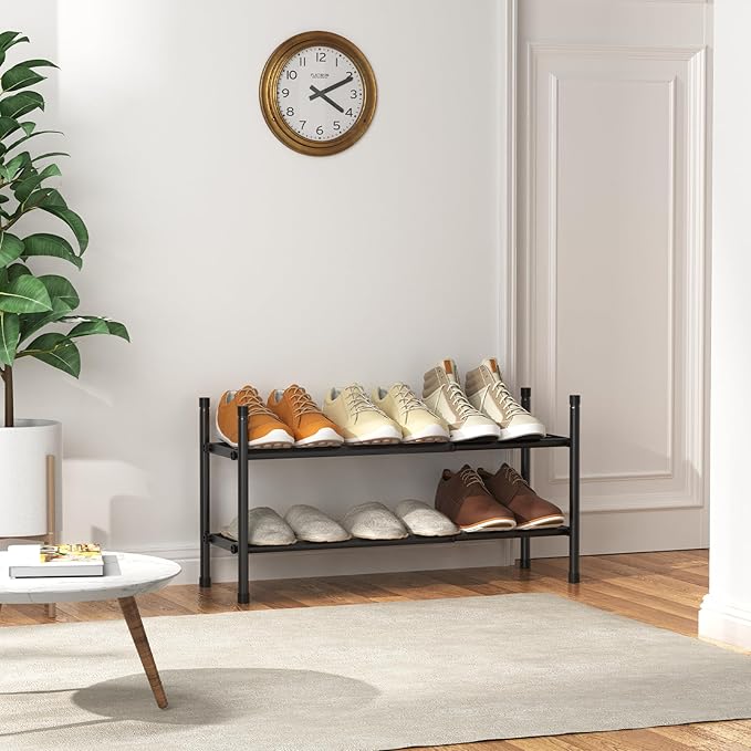 Expandable Shoe Rack, 2 Tier Shoe Rack for Closet