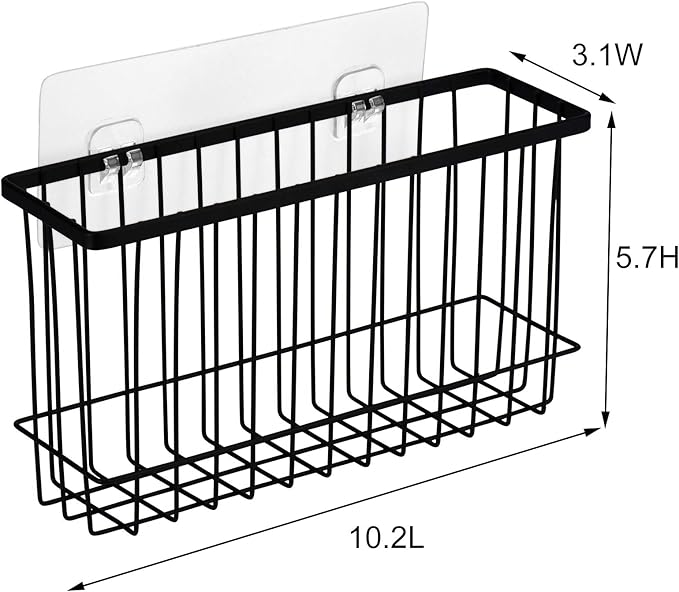 Toplife Wall Door Adhesive Kitchen Wrap Organizer Rack, No Drilling, Black