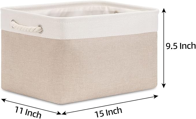 Bidtakay Large Fabric Baskets with Handles [3-Pack] Collapsible Storage Basket
