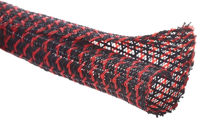 Alex Tech 10ft - 3/4 inch Cord Protector Wire Loom Tubing Cable Sleeve Split Sleeving For USB Cable Power Cord Audio Video Cable – Protect Cat From Chewing Cords - Blackred