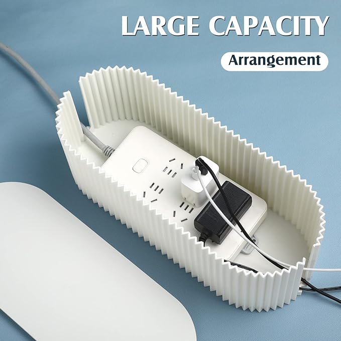 2 Pcs White Cable Management Box Cord Hider Organizer with 46 Pcs Cable