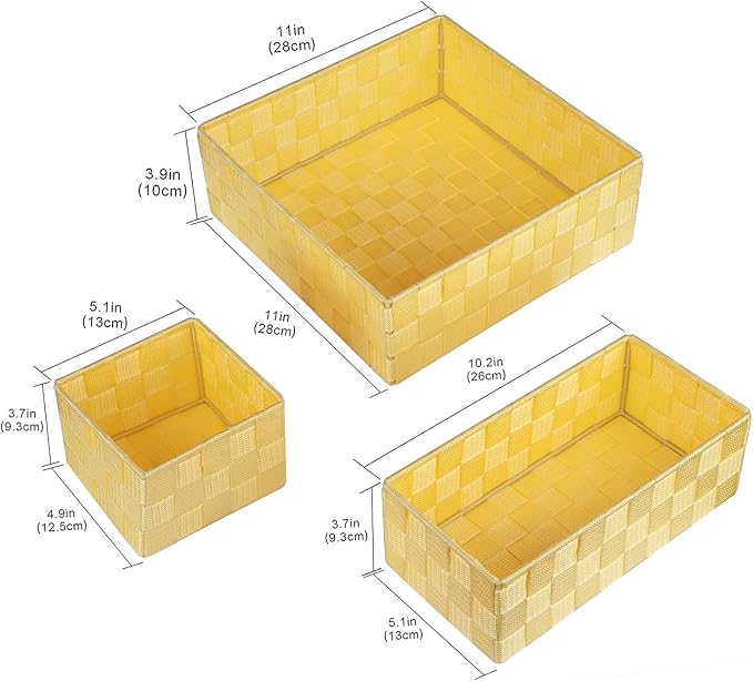 Woven Storage Baskets for Organizing, Yellow