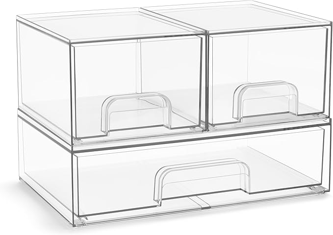 Acrylic Storage Containers, 3 Pack, 4.4’’ Tall and 12.1’’ Wide