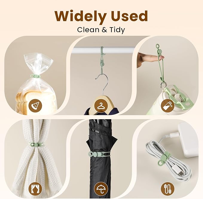 10 Pcs Silicone Cable Ties, Reusable Data Cable Organizer Wire Organizers for Office, Multipurpose Elastic Cord Wraps Cable Management for Charging Cord,Appliances,Home,Office,Kitchen,School,Travel