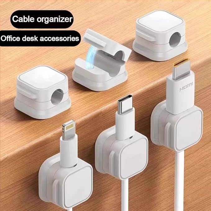 12 Pack Cord Organizer Holder, Office Desk Accessories Desk Cable Management Magnetic Easy Open,Organize Phone Charging Cords Wire Holder Organizer Neatly for Office Car Desk Nightstand(White)