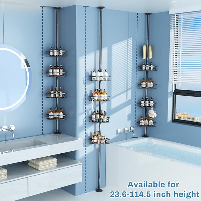 Rustproof Corner Shower Caddy Tension Pole