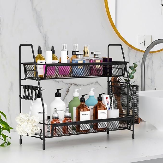 2-Tier Bathroom Organizer Countertop, Black