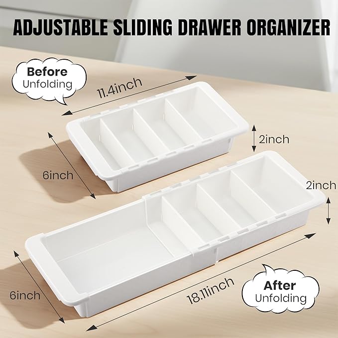 Enhon Expandable Sliding Drawer Organizer for Kitchen Drawers