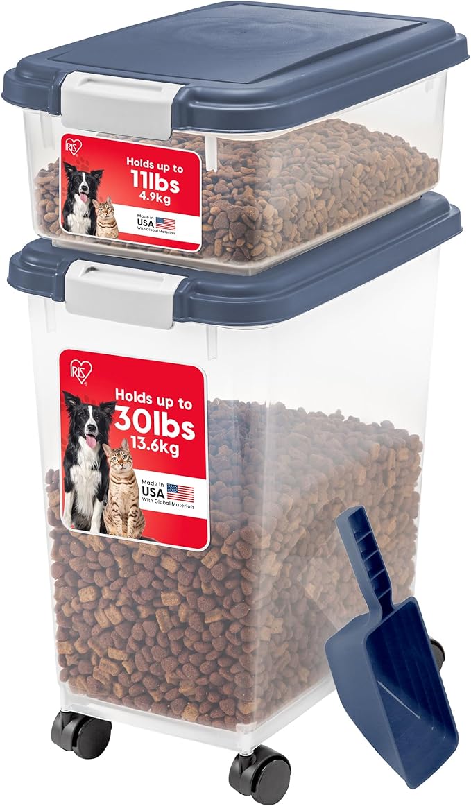 USA Dog Food Storage Container, 30 lbs & 11 lbs Combo, Navy